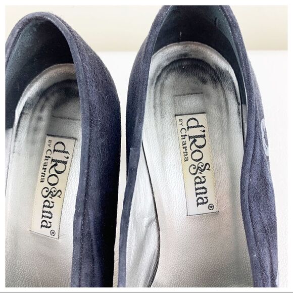 D’Rosana Vintage Deep Navy Leather Accent Suede Heels‎ Sz 8 - Picture 10 of 14
